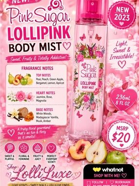 Pink Sugar Lollipink Body Mist, 8 fl oz (236 mL) by Aquolina.